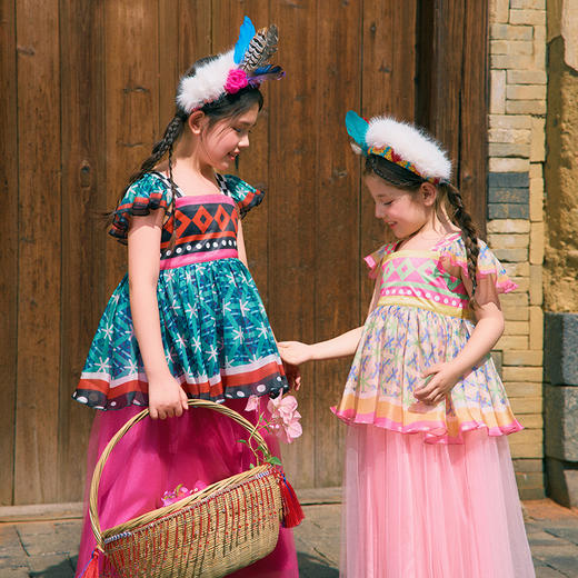 年衣童装儿童连衣裙2026年新款夏装民族风小飞袖中大童演出服长裙 商品图0