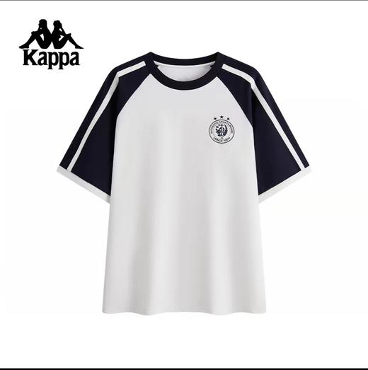 MJ/Kappa卡帕背靠背夏季新款运动短袖t恤男纯棉透气半袖休闲上衣   白+深蓝 商品图0