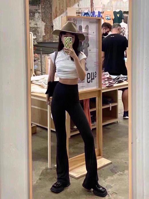 F032909复古轻薄裸感瑜伽运动打底裤阔腿高腰喇叭裤 商品图13