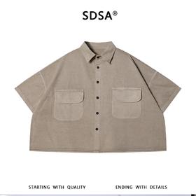 SDSA男装2026新款高贵轻奢复古工装双口袋短袖衬衫百搭舒适上衣