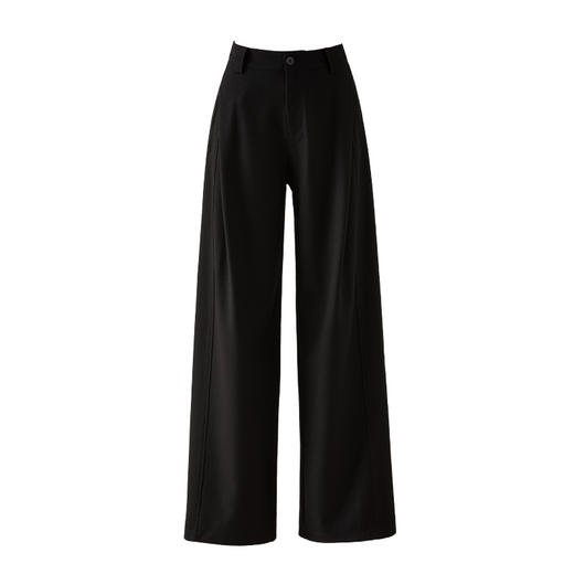 丁摩 天丝羊毛春新款黑色阔腿西装裤女褶皱宽松垂感西裤休闲裤6ZF-5301 商品图4