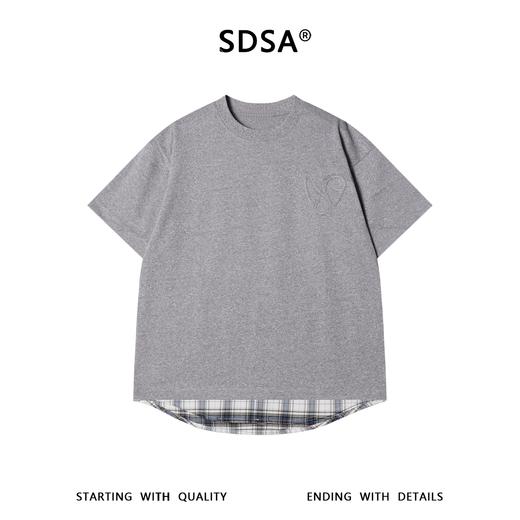 SDSA男装2026新款轻奢韩版爱心下摆拼接假两件短袖T恤百搭时尚潮 商品图1