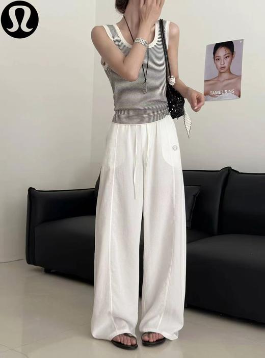 F032910春夏季新款韩系温柔感简约亚麻混纺锦棉弯刀裤阔腿裤 商品图4