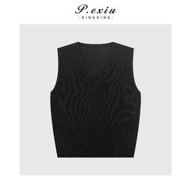 03-5潘依绣丁丁宠粉简约百搭V领针织背心Q19311