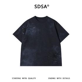 SDSA男装2026新款高贵轻奢潮牌蛛网亮片圆领短袖T恤扎染百搭上衣