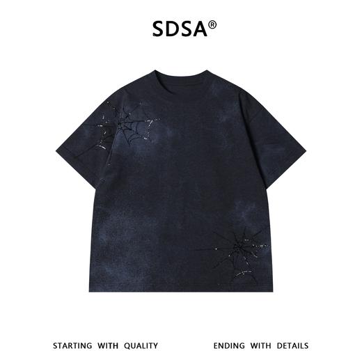 SDSA男装2026新款高贵轻奢潮牌蛛网亮片圆领短袖T恤扎染百搭上衣 商品图0