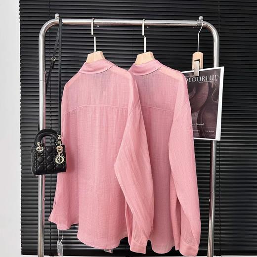 F032951高奢系列夏季新款苎麻女士温柔C位粉苎麻轻薄防晒衬衫 商品图1