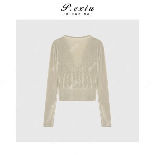 03-5潘依绣丁丁宠粉法式气质不规则V领长袖上衣Q3256 商品图1