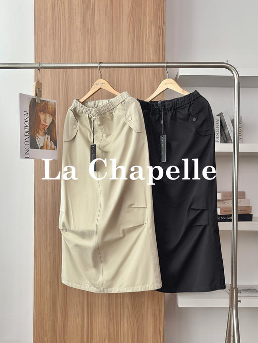 专柜实拍【100棉~】拉夏贝尔/La Chapelle胯宽救星！美式松紧腰抽绳可调节藏肉遮胯压褶休闲百搭半身裙 商品图0