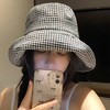 千鸟格渔夫帽 女夏季大檐防紫外线户外遮阳防晒时尚百搭太阳帽盆帽 商品缩略图1