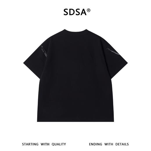 SDSA男装2026新款高贵轻奢刷漆线条做旧圆领短袖T恤百搭高街上衣 商品图4