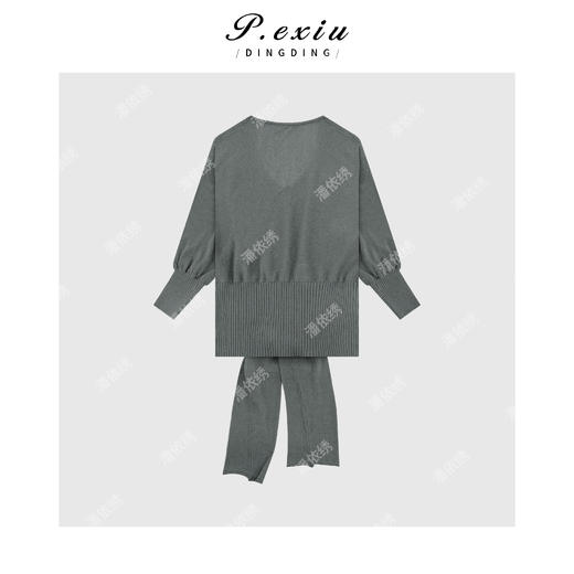03-5潘依绣丁丁宠粉法式系腰绑带V领针织长袖Q13883 商品图1