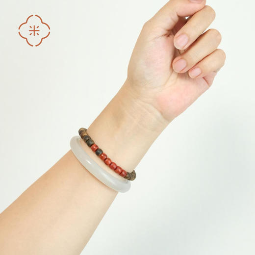 米马饰物 电白种植奇楠沉香 包浆南红药片手串 红与沉 交织成香 商品图3