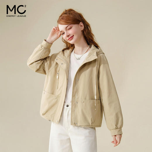 mc2连帽闪粉长袖夹克外套女2023秋季新款后背口袋设计感潮搭上衣 商品图0