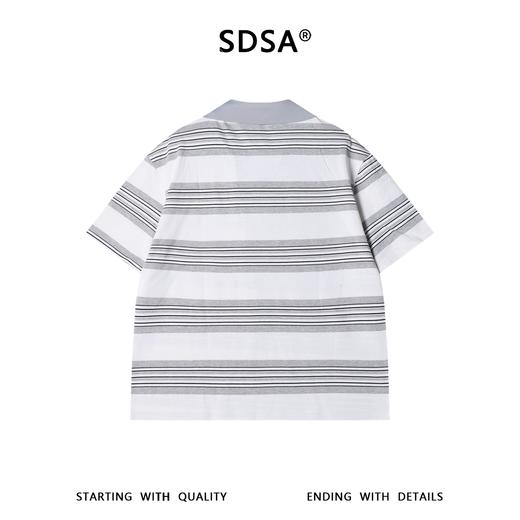SDSA男装2026新款轻奢老钱风撞色条纹翻领短袖T恤刺绣字母百搭 商品图4