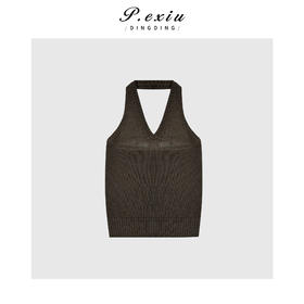 03-5潘依绣丁丁宠粉简约V领针织挂脖吊带Q38773