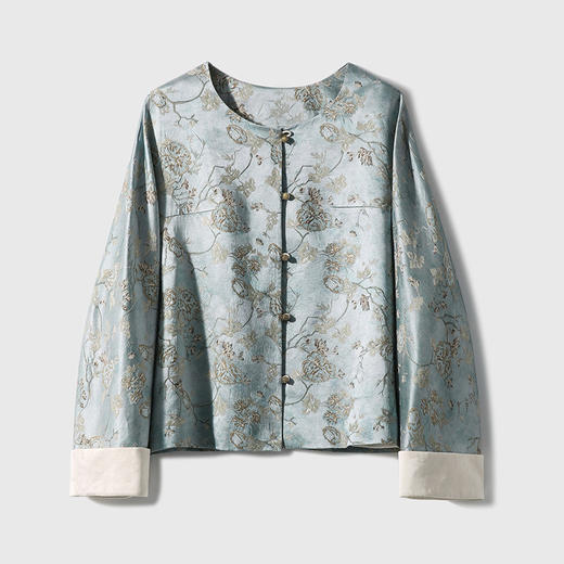 丁摩 38姆米重工桑蚕丝真丝外套女春新中式复古国风提花长袖上衣开衫6ZF-W5205 商品图4