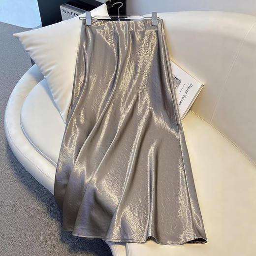 丁摩 醋酸缎面半身裙女春夏气质超好看的裙子垂感长款大摆伞裙6ZF-7108 商品图4