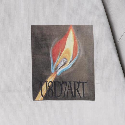 SG8714SDSA男装2026新款高贵轻奢韩版双面火柴火焰艺术印花做旧短袖百搭 商品图3