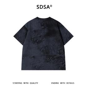 SDSA男装2026新款高贵轻奢国潮复古植物印花扎染圆领短袖T恤百搭