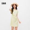 森马连衣裙女夏一字领斜肩收腰打褶纯色凉感2026新款气质简约短裙 商品缩略图1