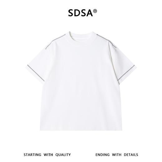 SDSA男装2026新款高贵轻奢竖纹肌理撞色明线宽松短袖T恤百搭休闲 商品图1