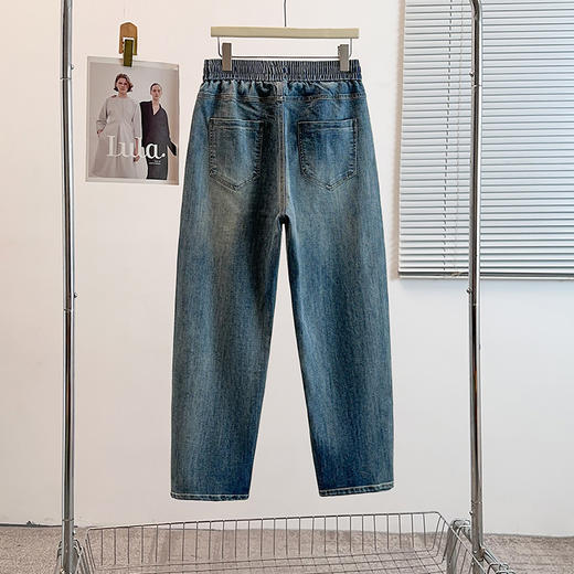 丁摩 早春新款刺绣樱桃烫钻时尚宽松【老爹裤】大码女装6ZF-52699 商品图2