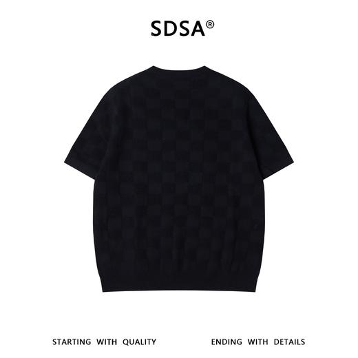 SDSA男装2026新款高贵轻奢潮牌简约棋盘格针织圆领短袖T恤百搭 商品图4