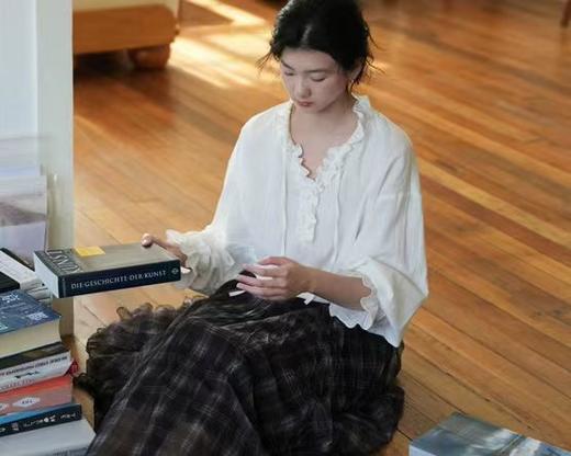 F032956法式浪漫花边领提花肌理荃棉全棉长袖衬衫 商品图8