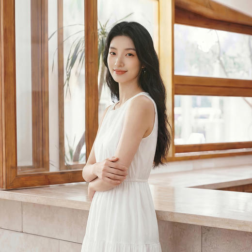 商场同款|森马连衣裙女夏季白色圆领背心裙镂空2026新款气质长裙 商品图2