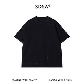 SDSA男装2026新款轻奢简约金属铆钉装饰圆领短袖T恤百搭纯色上衣