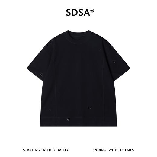 SDSA男装2026新款轻奢简约金属铆钉装饰圆领短袖T恤百搭纯色上衣 商品图0