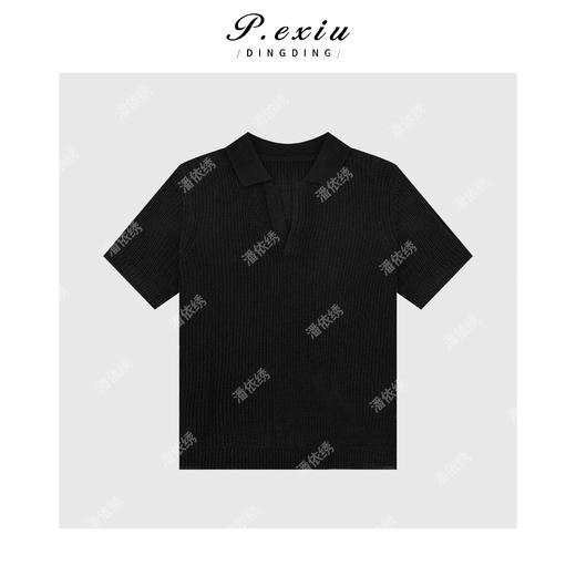 04-1潘依绣丁丁宠粉简约设计V领针织短袖上衣Q18981 商品图0