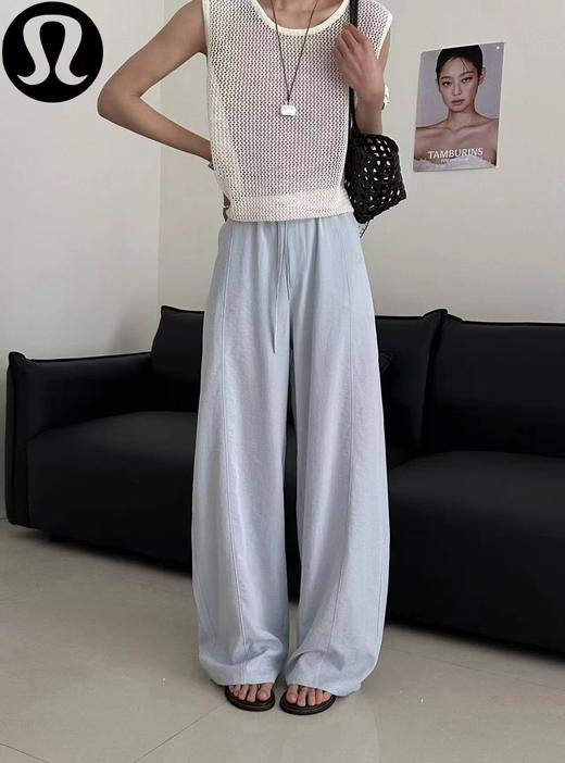 F032910春夏季新款韩系温柔感简约亚麻混纺锦棉弯刀裤阔腿裤 商品图11