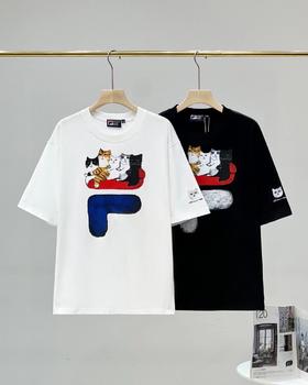F032933五只猫动物主题休闲宽松男女款情侣款短袖T恤