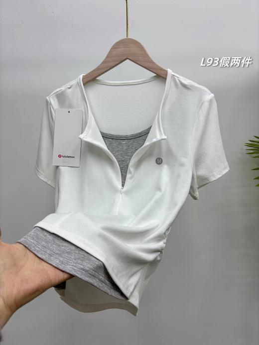 F032985一包2件装超重工半拉链假两件褶皱收腰女士短袖T恤 商品图5