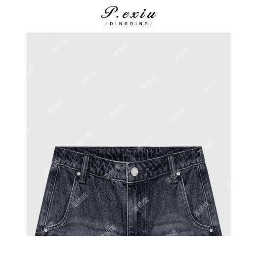 03-5潘依绣丁丁宠粉复古高街风水洗7分牛仔裤 Q9533 商品图2