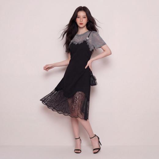 奢姿大码女装2026夏季减龄蕾丝拼接假两件连衣裙胖妹妹时尚裙子9962892226 商品图3