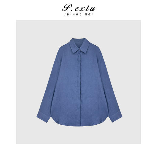 03-5潘依绣丁丁宠粉韩系简约翻领长袖衬衫Q39833 商品图0