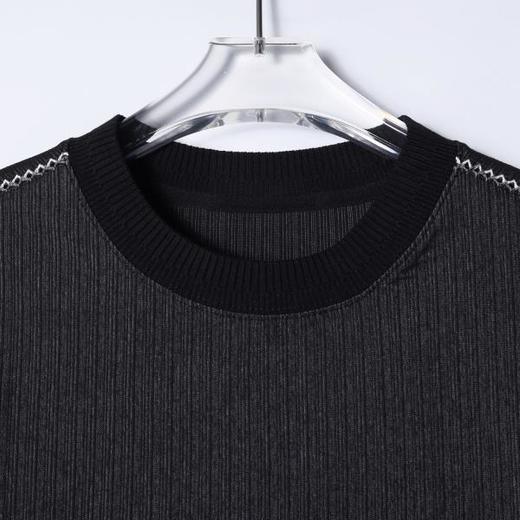 SDSA男装2026新款高贵轻奢竖纹肌理撞色明线宽松短袖T恤百搭休闲 商品图1