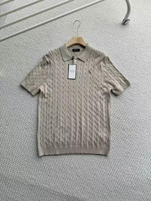 F032911男士绞花短袖POLO翻领针织衫夏季通勤老钱风休闲上衣 商品图11