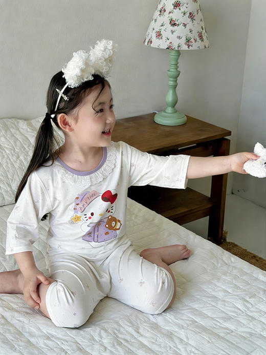 【59.9元起2套】安美雅儿童天丝莱赛尔休闲家居服 夏季柔顺清凉七分袖七分裤空调服睡衣 商品图8