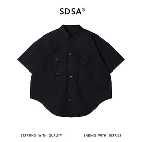 SDSA男装2026新款高贵轻奢复古工装立体多口袋弧形下摆短袖衬衫