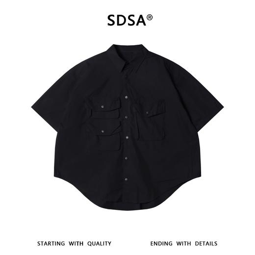 SDSA男装2026新款高贵轻奢复古工装立体多口袋弧形下摆短袖衬衫 商品图0