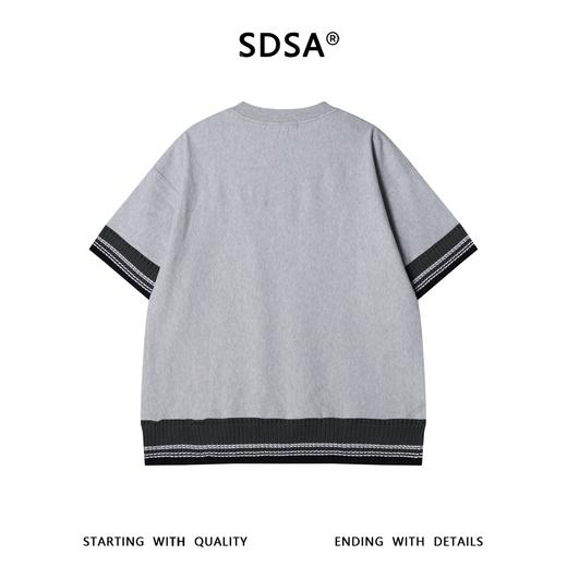 SDSA男装2026新款高贵轻潮牌拼接针织圆领短袖T恤百搭宽松上衣 商品图4