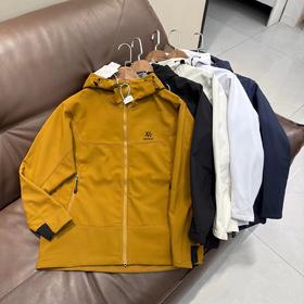 F032967防风防泼水弹力户外运动登山徒步内里薄绒连帽软壳外套