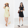 森马连衣裙女夏一字领斜肩收腰打褶纯色凉感2026新款气质简约短裙 商品缩略图4