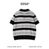 SDSA男装2026新款高贵轻奢简约撞色条纹镂空针织翻领短袖T恤百搭 商品缩略图4