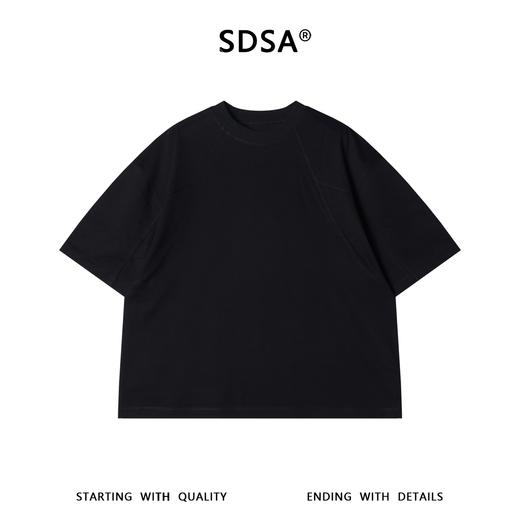 SDSA男装2026新款高贵轻奢纯色高级感分割线设计圆领短袖T恤百搭 商品图0