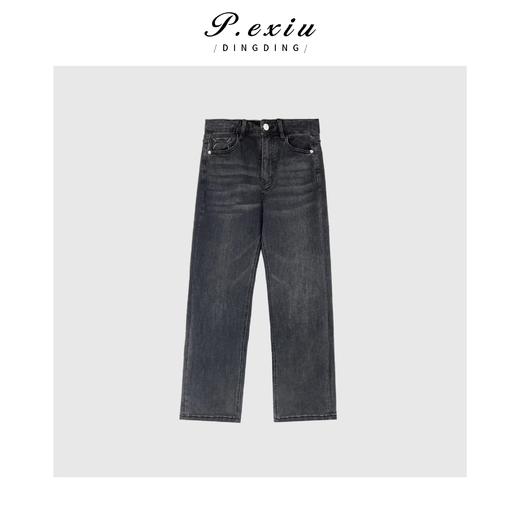 03-5潘依绣丁丁宠粉PanYiXiu/潘依绣100%棉韩系水洗磨白休闲百搭直筒牛仔裤 Q1738 商品图2